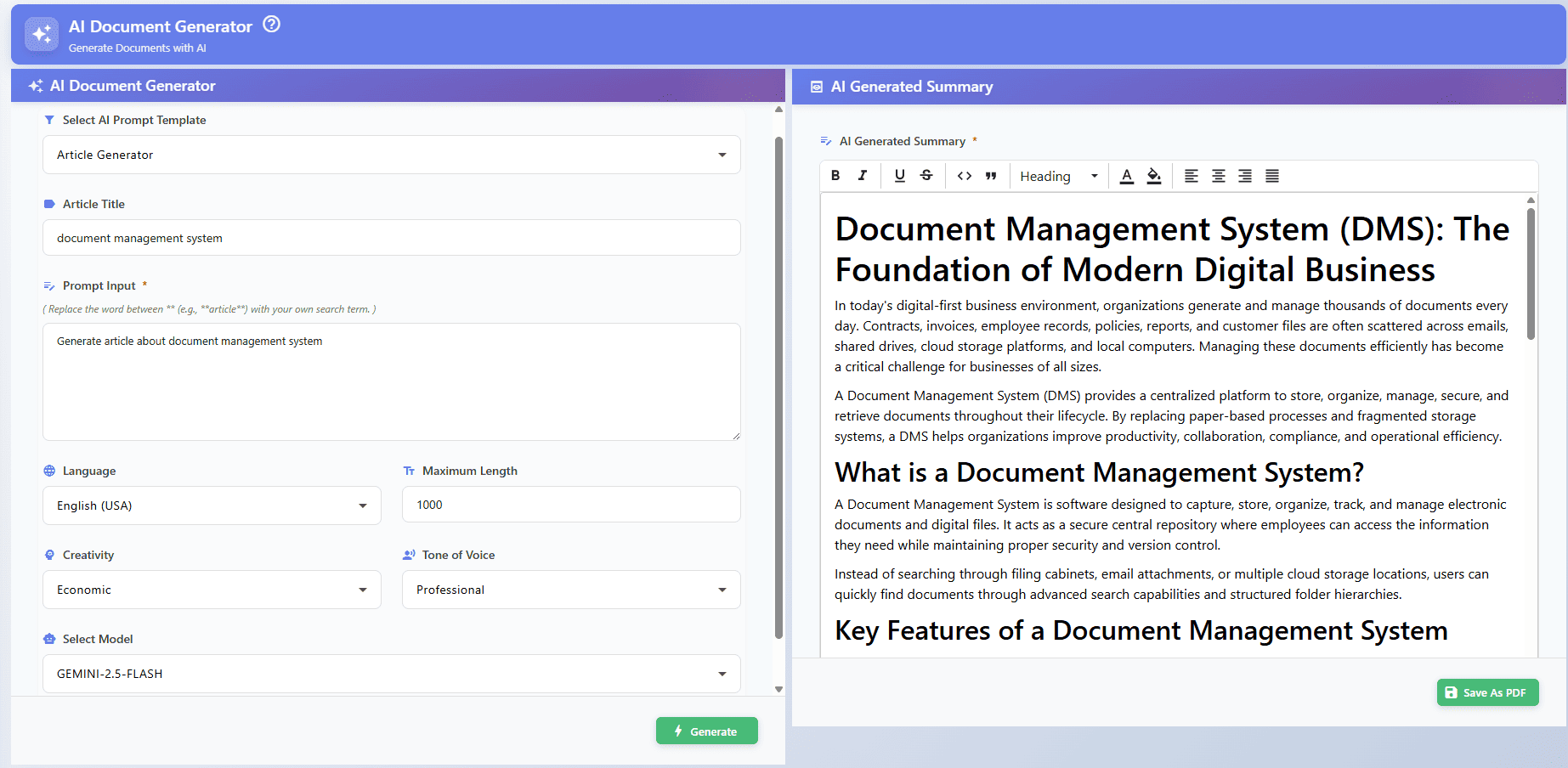 AI Generated Document AI Generated Document