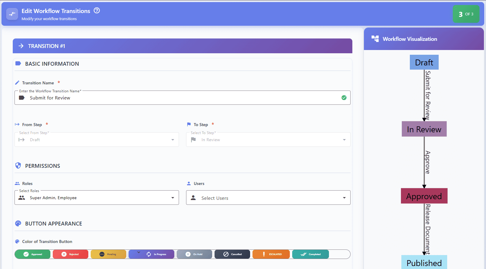 Configure transitions between workflow stages Configure transitions between workflow stages