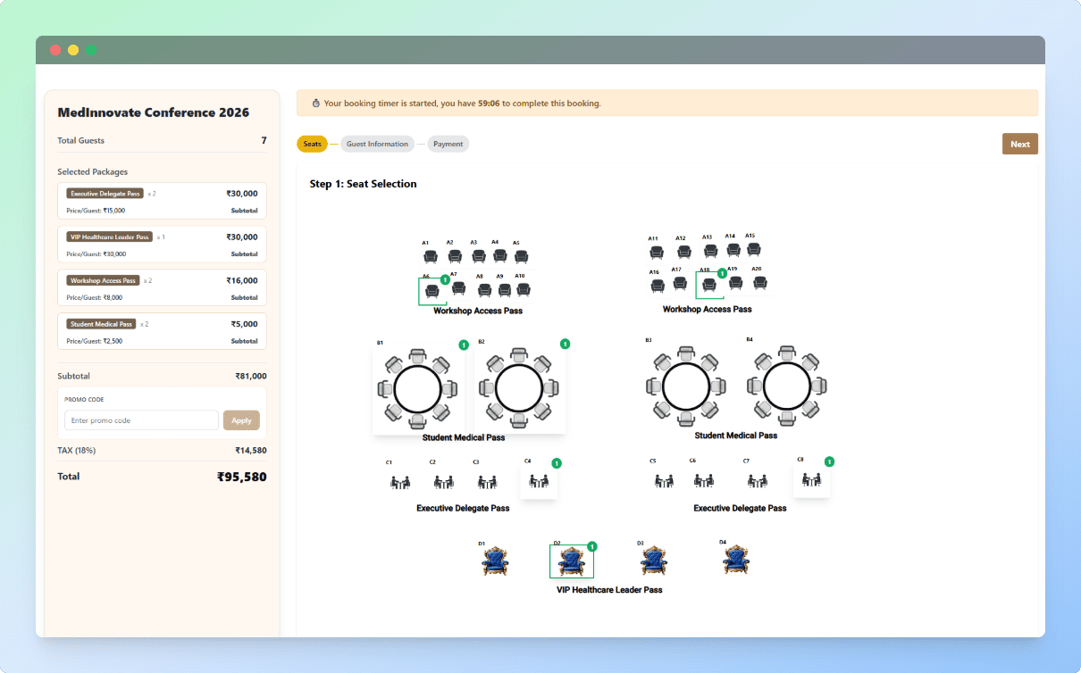 Interactive Seat Booking