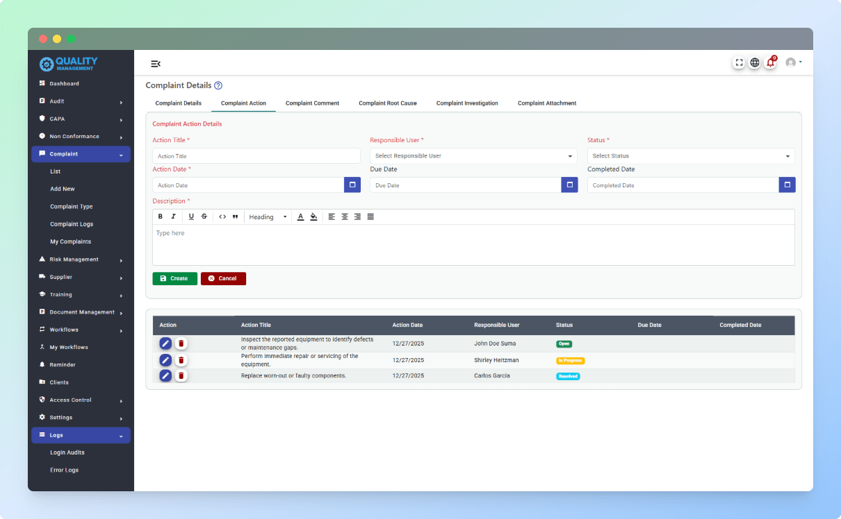 Complaint Management